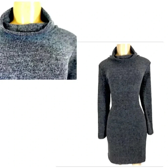 BANANA REPUBLIC GRAY COWL NECK TUNIC DRESS LONG SLEEVE WITH STRETCH - Picture 1 of 7